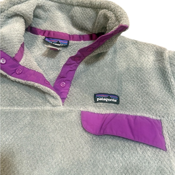 Women’s Patagonia Grey/Purple Fleece Pullover - Size L - Picture 4 of 7